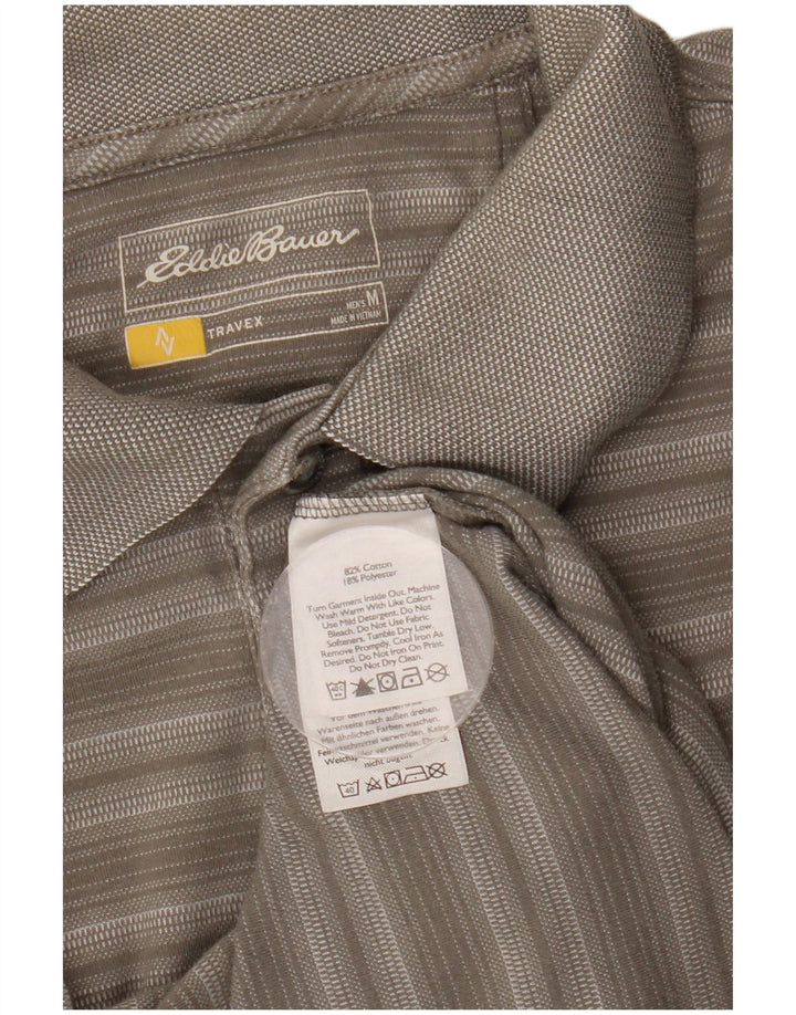 Мужская рубашка поло EDDIE BAUER, хлопковая полоска серого цвета среднего размера