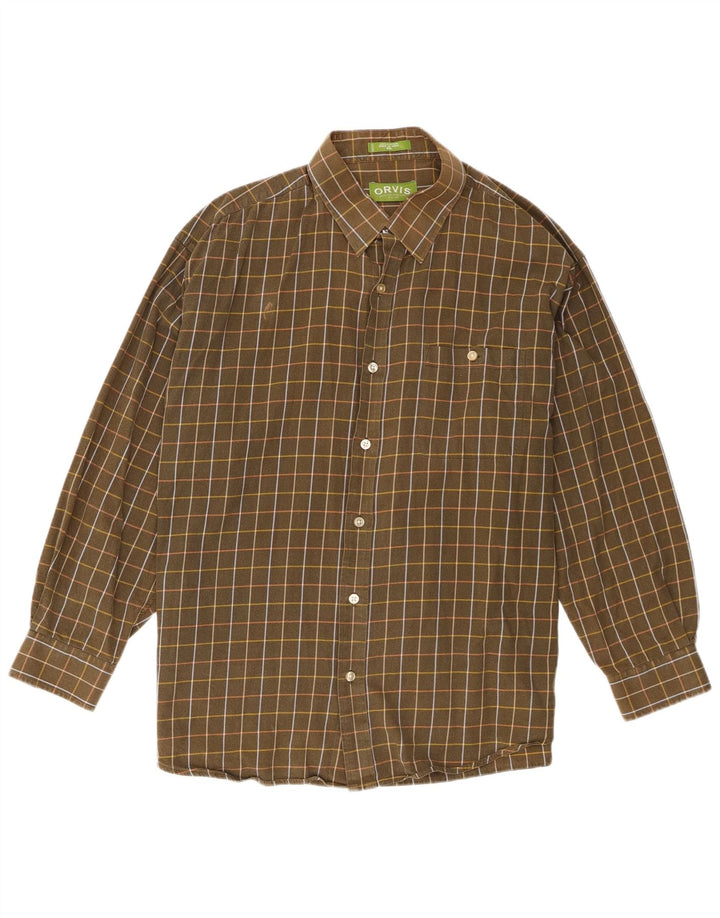 Мужская рубашка Orvis 2XL, цвет хаки, хлопок в клетку
