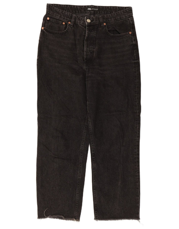 Женские укороченные прямые джинсы Zara EU 42, большие W32 L25, черный хлопок