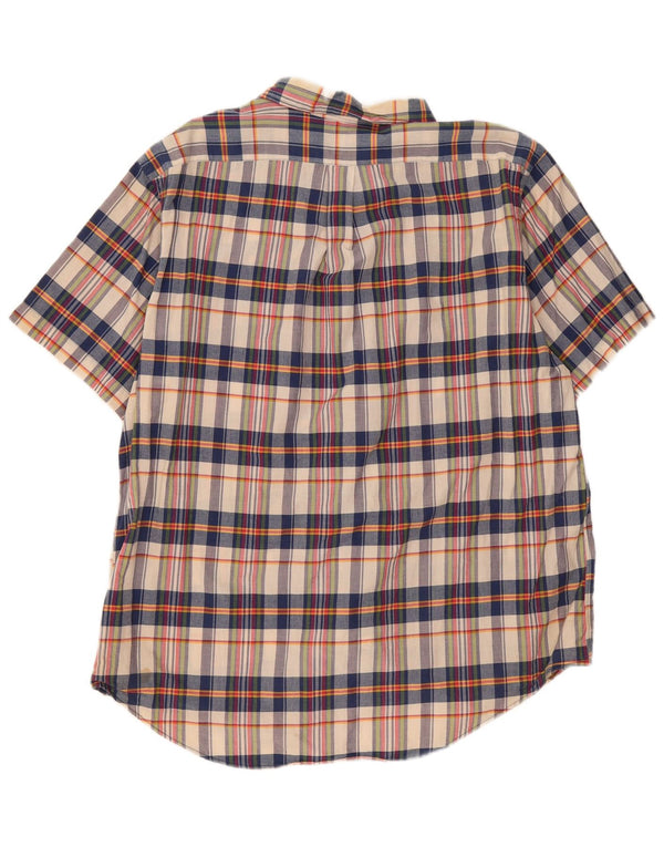 Мужская рубашка с коротким рукавом Ralph Lauren 2XL, бежевая клетка, хлопок