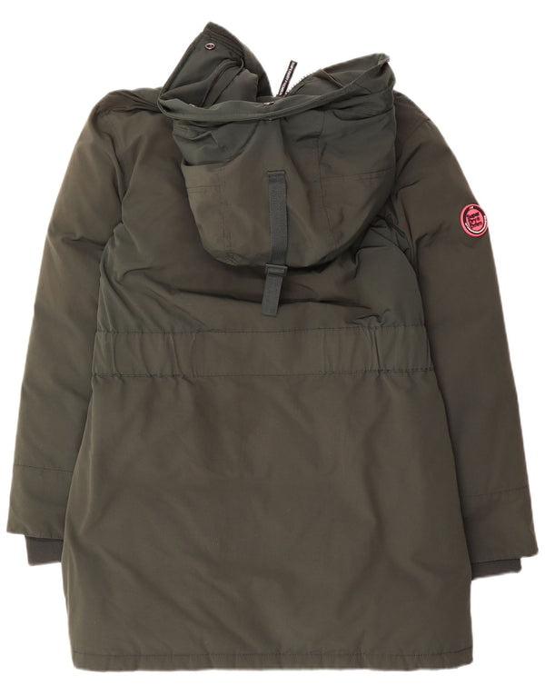 Женское стеганое пальто с капюшоном Superdry UK 10, маленький зеленый нейлон