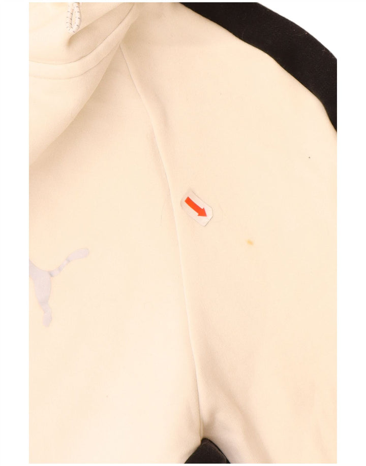 Мужской свитер с капюшоном на молнии PUMA XL Off White, хлопок с цветными блоками