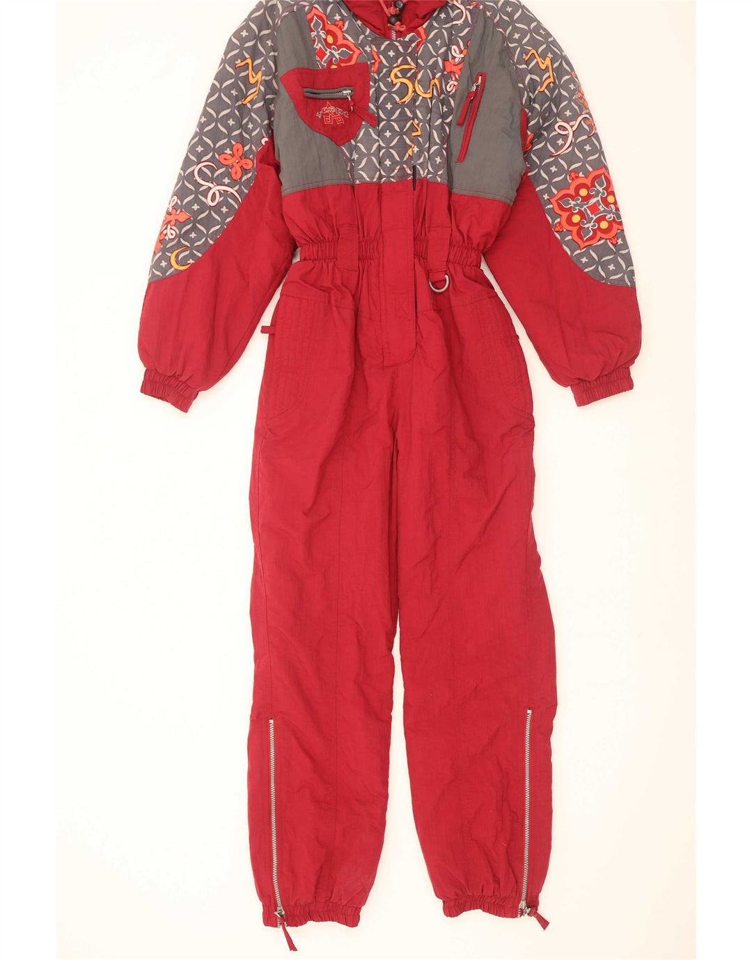 Женский лыжный комбинезон X-Cape UK 10, маленький красный, нейлон с геометрическим рисунком