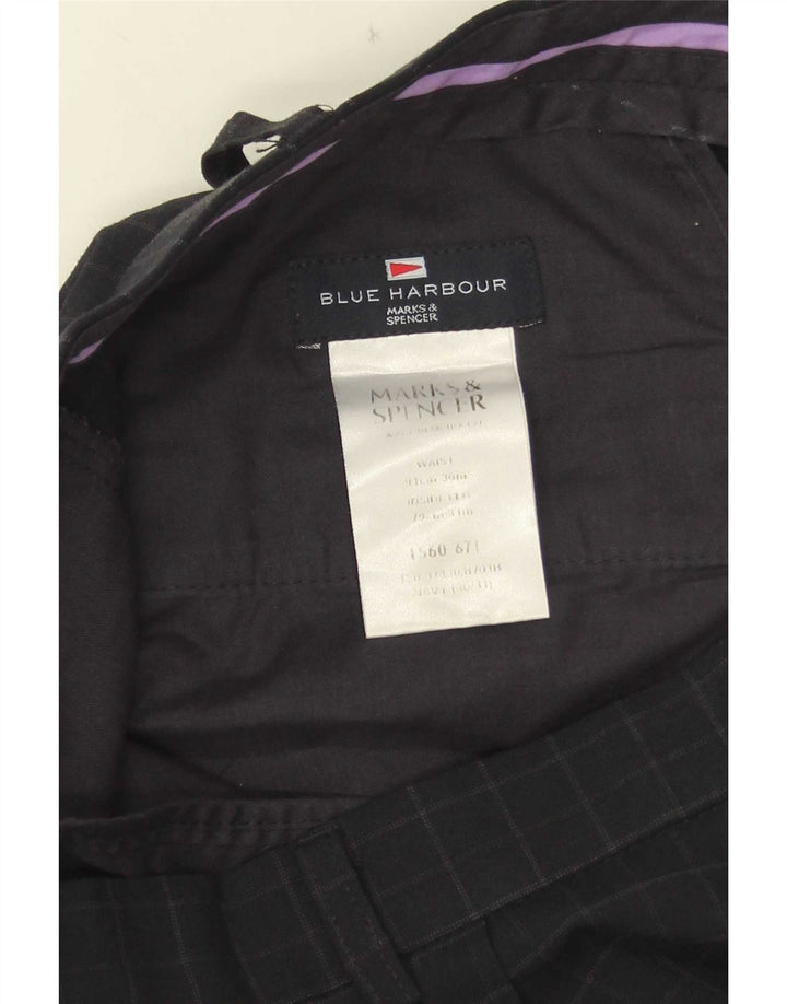 Мужские прямые костюмные брюки Marks & Spencer Blue Harbour W36 L31 Темно-синяя клетка