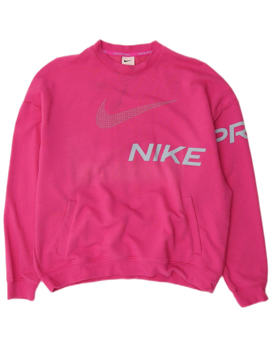 Женский джемпер большого размера с рисунком Nike UK 14, хлопковый средний розовый цвет