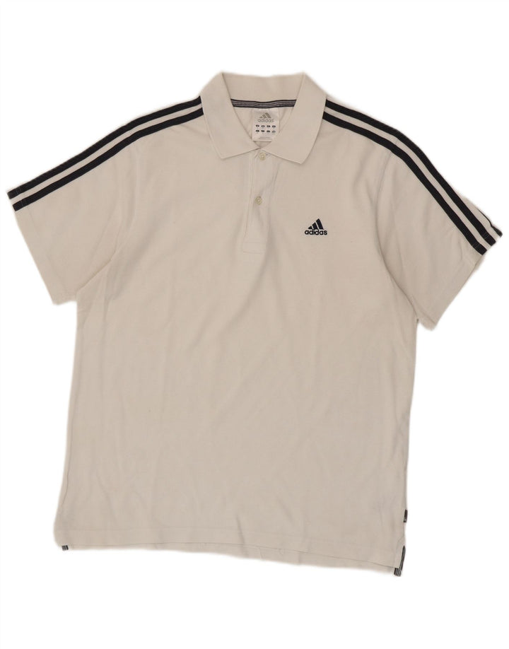 Мужская рубашка-поло Adidas среднего размера, белый хлопок, хлопок