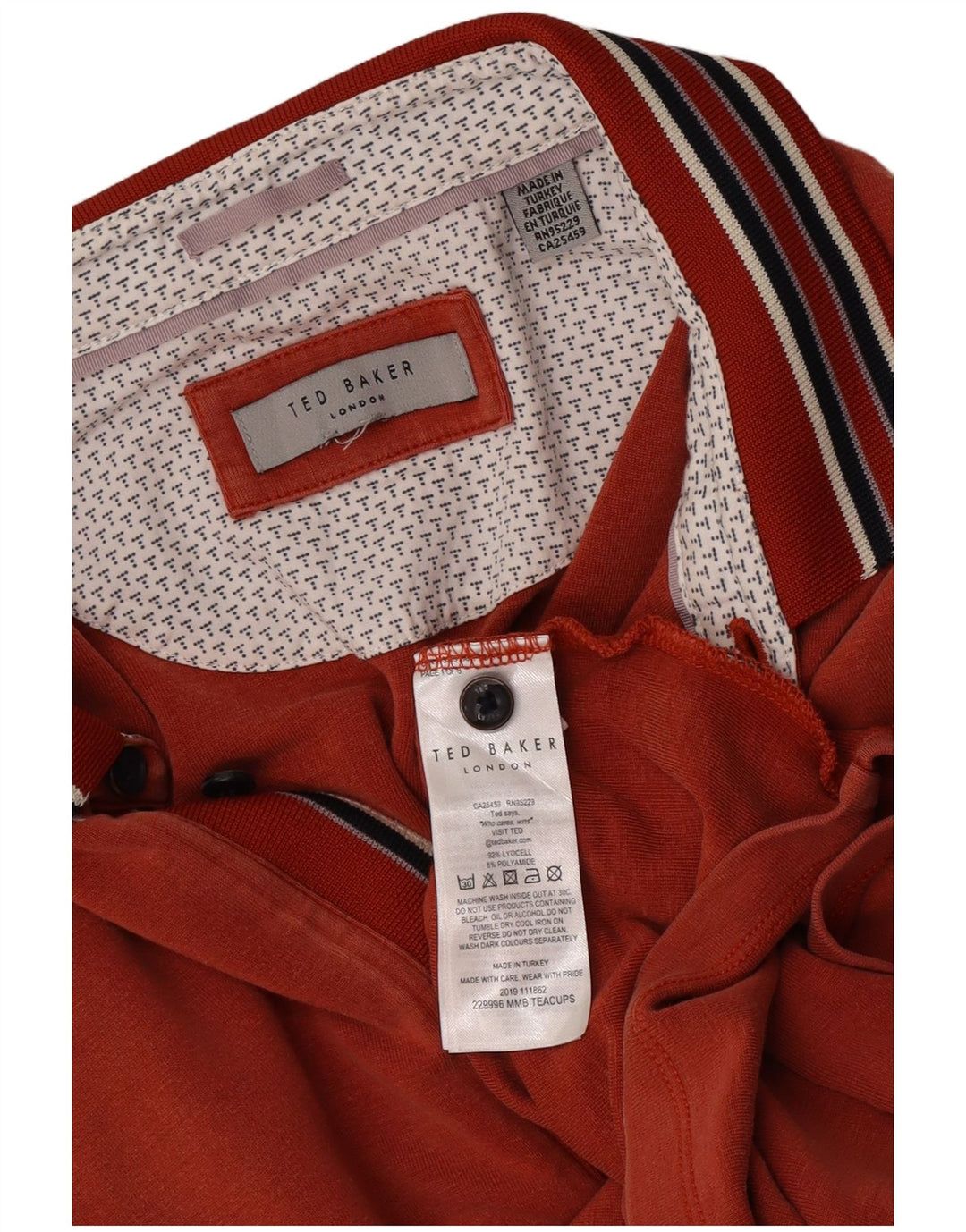 Мужская рубашка-поло Ted Baker XL в оранжевую полоску из лиоцелла