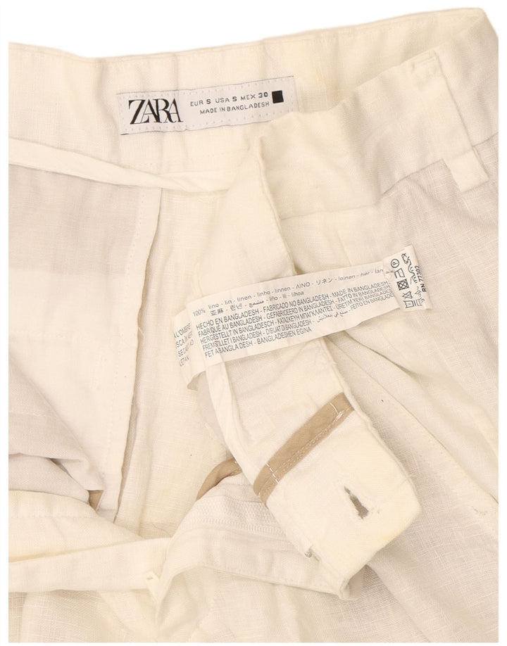 Женские шорты чинос Zara, маленькие, белые, льняные, W30