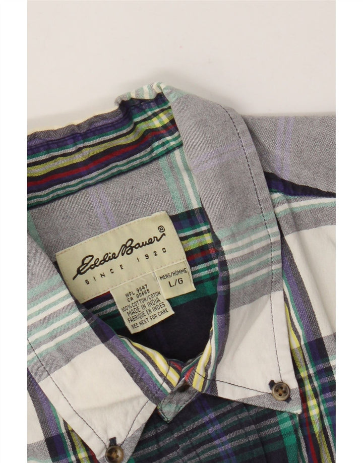 Мужская рубашка с коротким рукавом Eddie Bauer, большая разноцветная клетка, хлопок