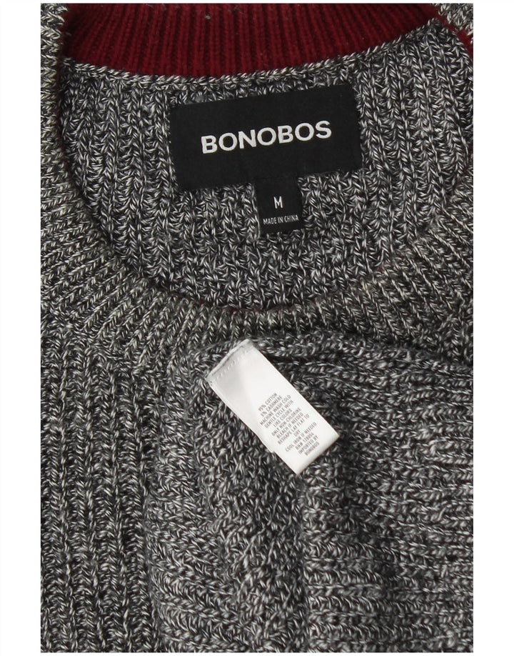 BONOBOS Мужской джемпер с круглым вырезом, хлопковый свитер среднего серого цвета с крапинками