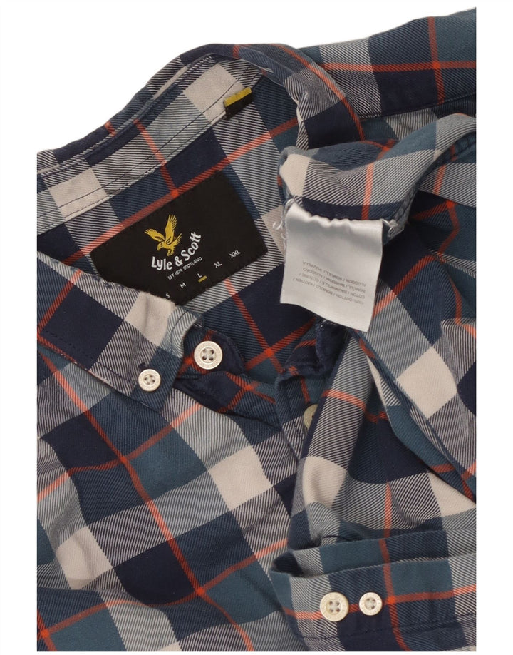 Мужская рубашка Lyle & Scott, большая темно-синяя клетка в клетку, хлопковая