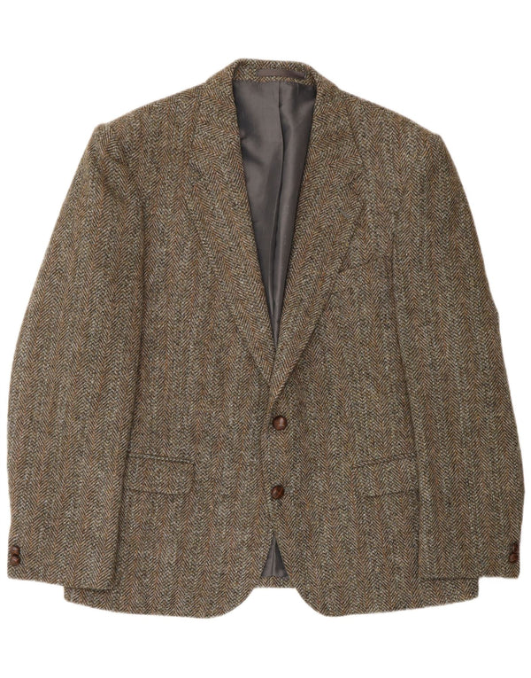 Мужской пиджак HARRIS TWEED на 2 пуговицах, Великобритания, 46, 3XL, зеленый, шерсть с рисунком «елочка»