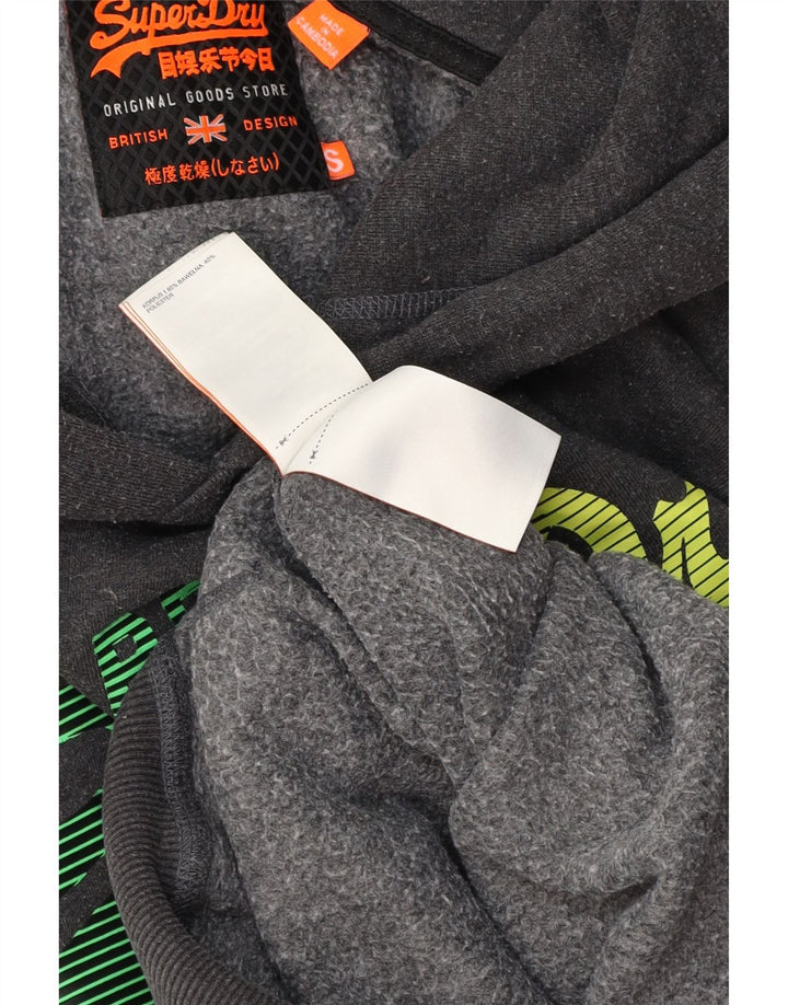 Мужской джемпер с капюшоном Superdry, маленький серый, хлопковый