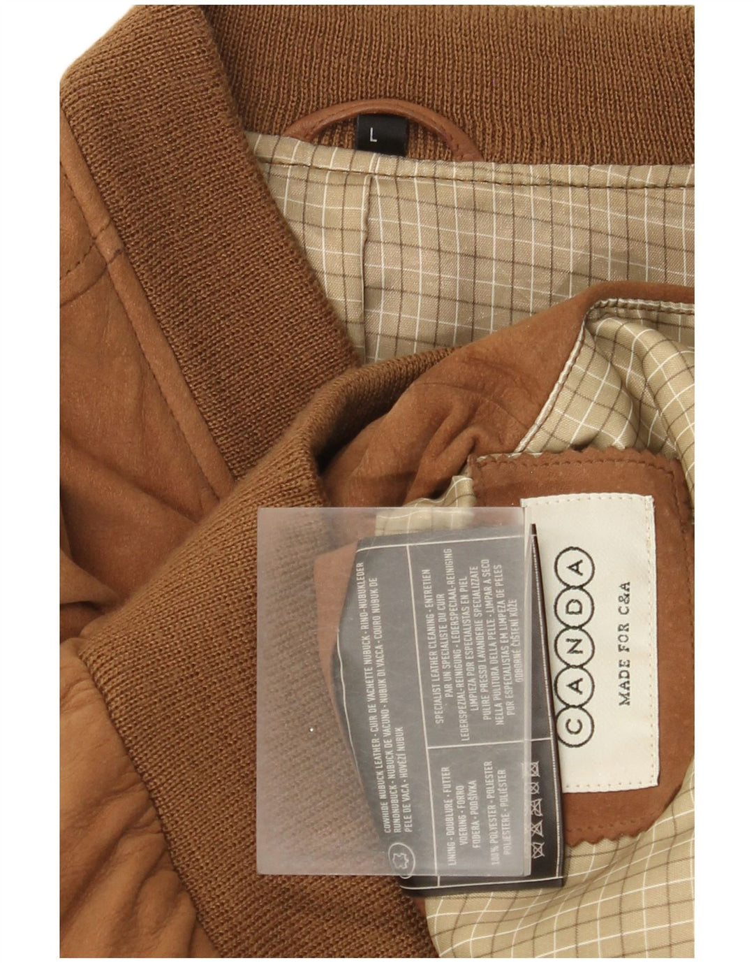 Мужская замшевая куртка-бомбер Canda UK 40, большая коричневая кожаная