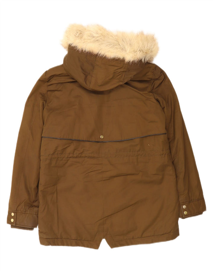 Женская парка Oversized из шерпы Zara Trafaluc UK 10, маленький коричневый цвет
