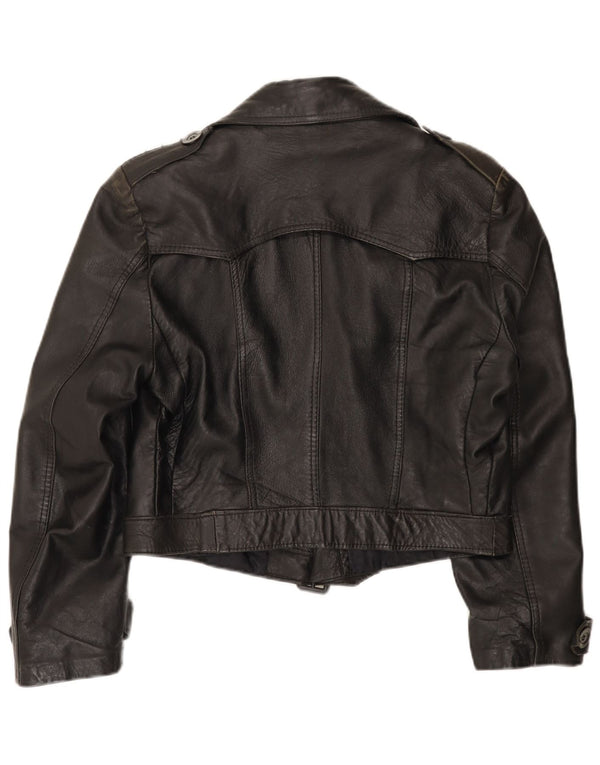 ВИНТАЖНАЯ женская укороченная куртка в стиле милитари UK 12, средний черный