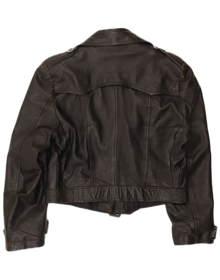 ВИНТАЖНАЯ женская укороченная куртка в стиле милитари UK 12, средний черный