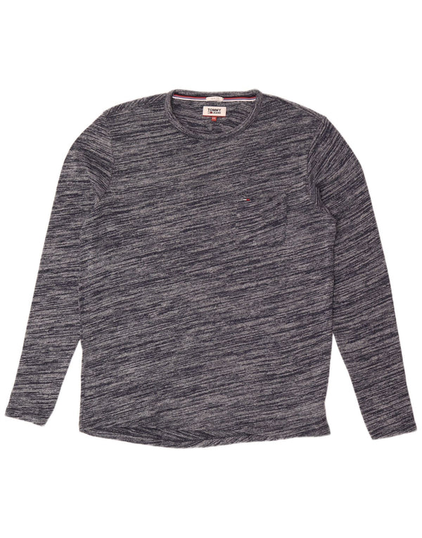 Мужской приталенный топ Tommy Hilfiger с длинным рукавом 2XL, темно-синий, хлопок с крапинками