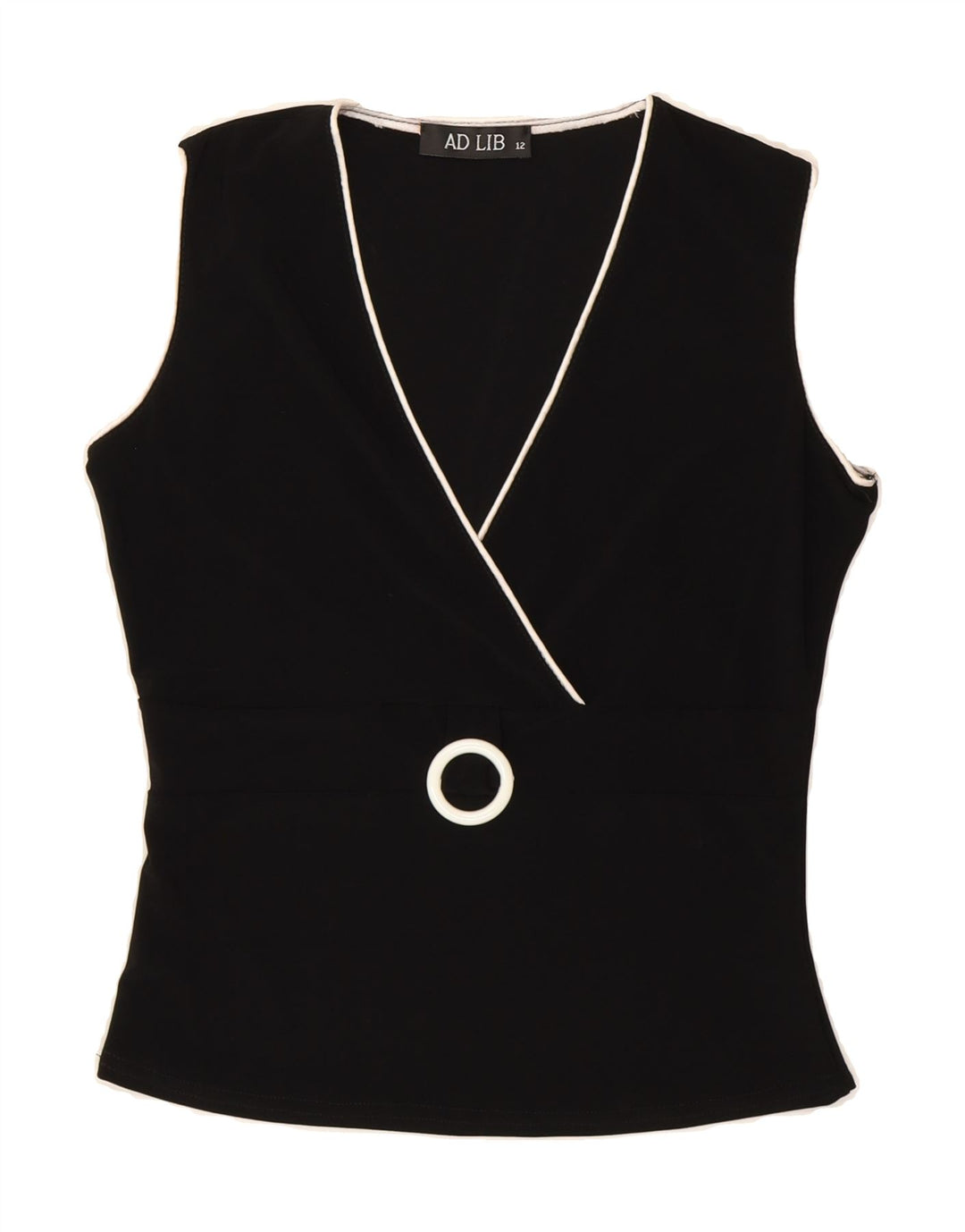 ADLIB Womens Sleeveless Blouse Top UK 12 Medium  Black Polyester Vintage Adlib and Second-Hand Adlib from Messina Hembry 