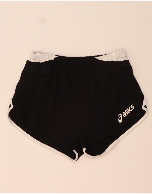 Женские спортивные шорты с рисунком Asics UK 12, средние черные, полиэстер с цветными блоками