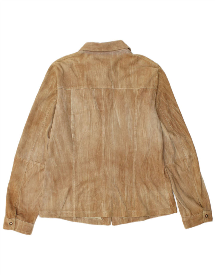 Женская замшевая рубашка Marella UK 16, большая коричневая кожа