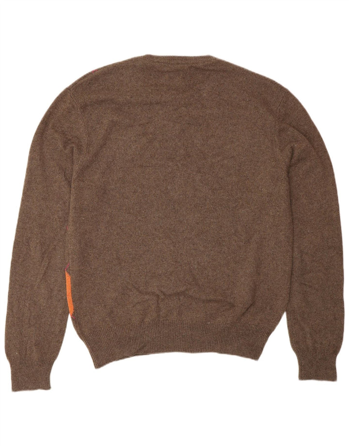 Мужской джемпер с круглым вырезом VINTAGE IT 48, маленький коричневый аргайл/бриллиант
