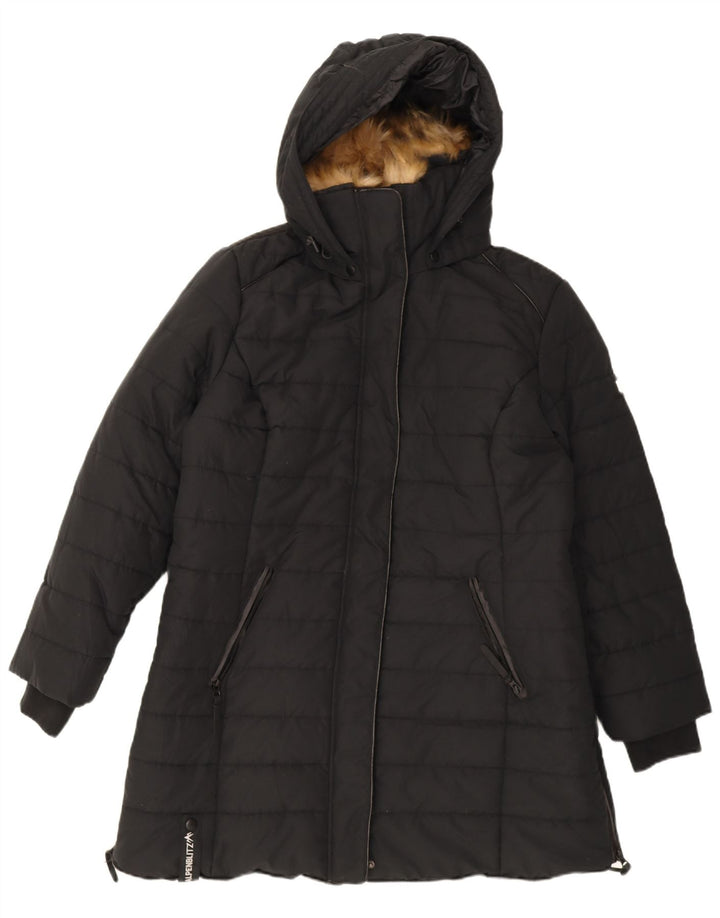 Alpenblitz Женское стеганое пальто с капюшоном UK 22 2XL Черный полиэстер