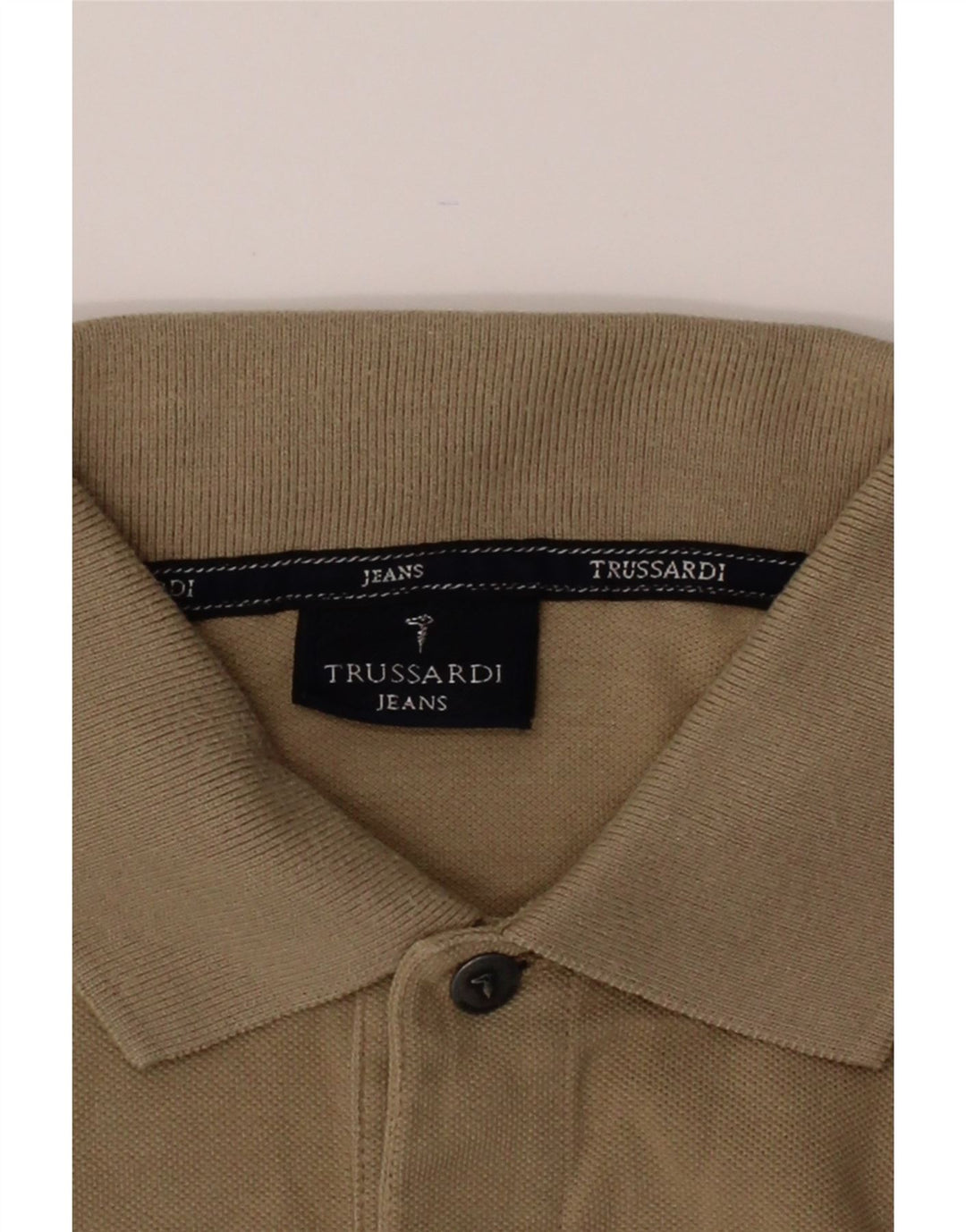 TRUSSARDI JEANS Mens Polo Shirt Medium Beige Cotton Vintage Trussardi Jeans and Second-Hand Trussardi Jeans from Messina Hembry 