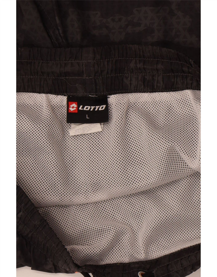 Мужские шорты для плавания Lotto, большие черные из полиэстера с геометрическим рисунком