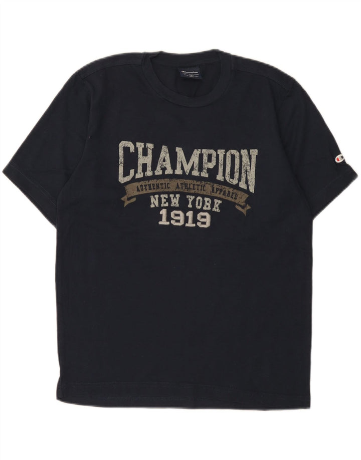 Женская футболка с рисунком Champion UK 14 Medium Navy Blue