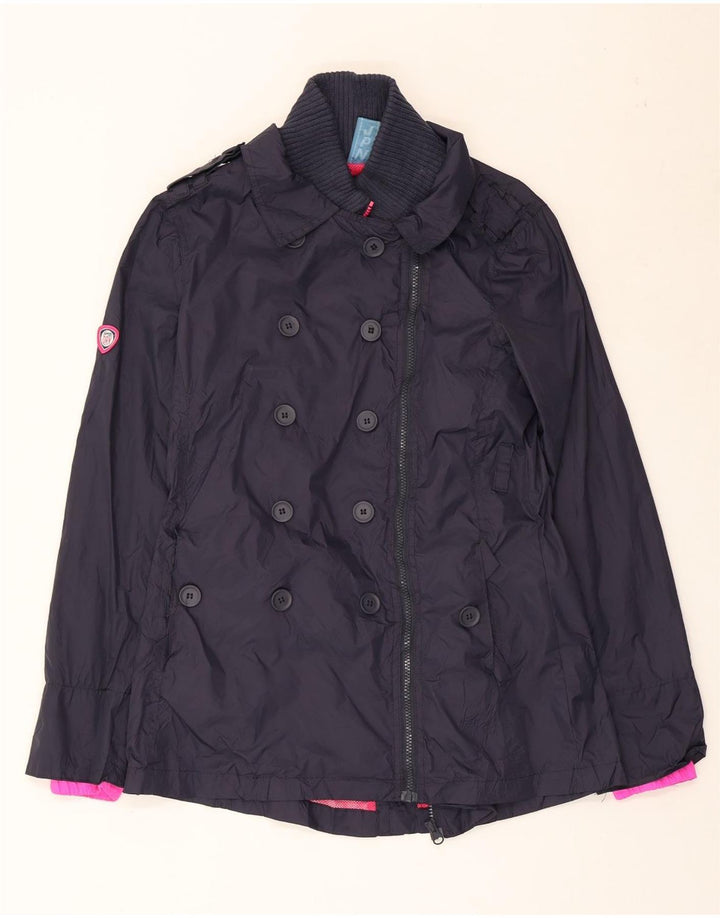 Женская двубортная дождевик Superdry UK 12, средний темно-синий, нейлон