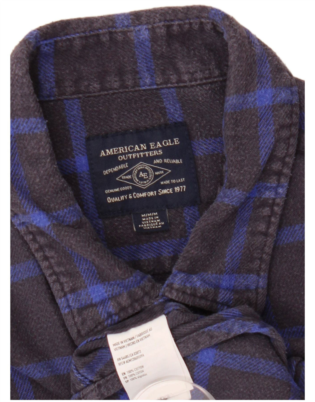 Мужская фланелевая рубашка American Eagle среднего размера, темно-синяя клетка, хлопок
