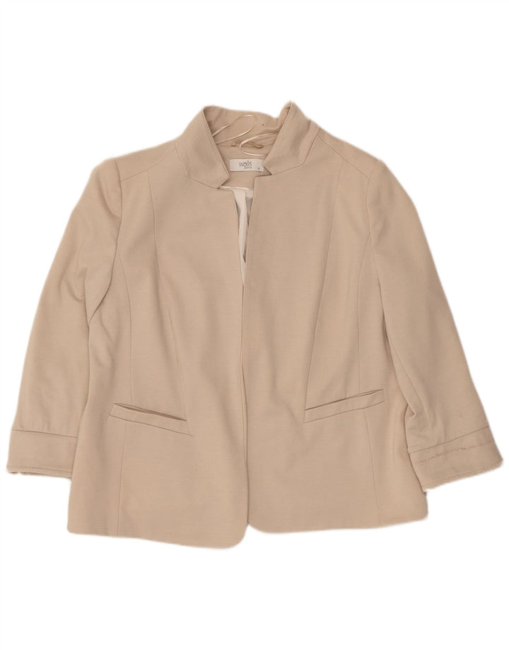 Женский открытый пиджак Wallis с рукавами 3/4, Великобритания 18 XL, бежевый полиэстер