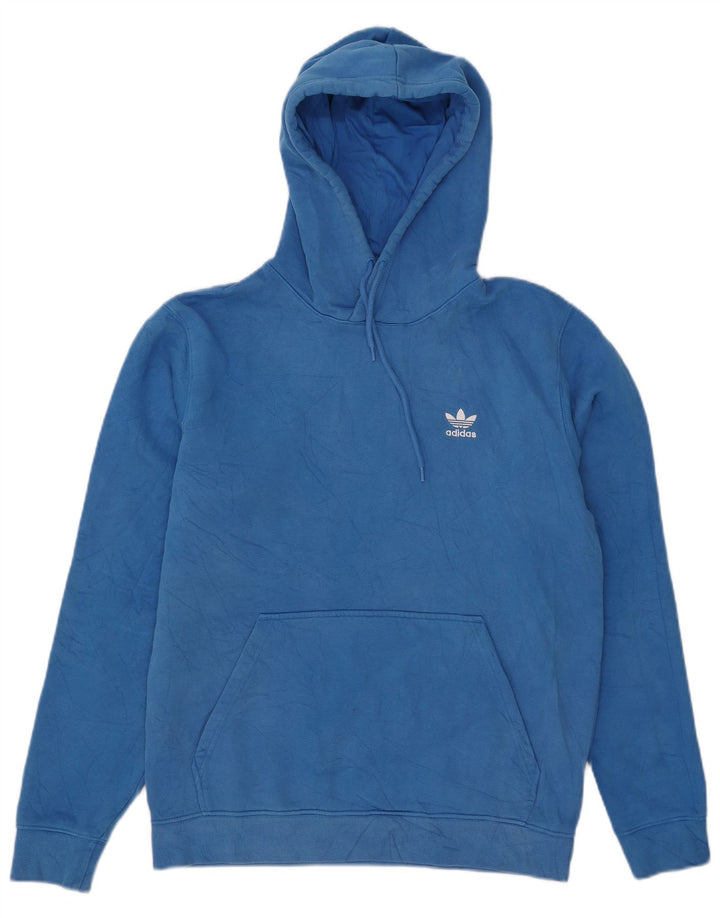 Мужской джемпер с капюшоном Adidas среднего синего цвета, хлопок