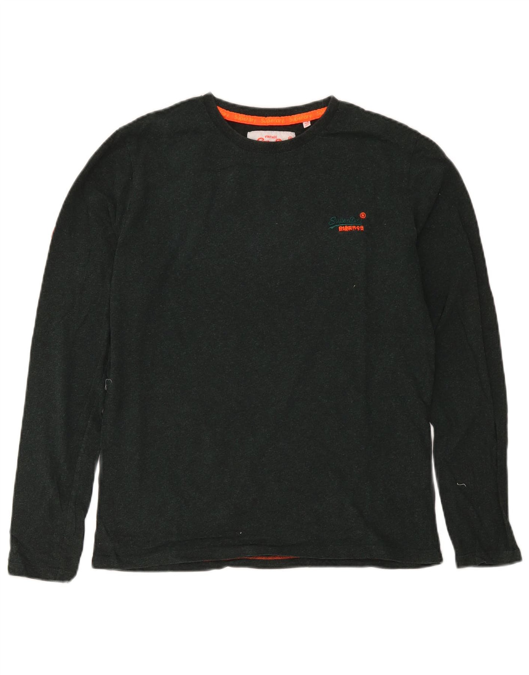 Мужской топ Superdry с длинным рукавом, средний зеленый хлопок, хлопок