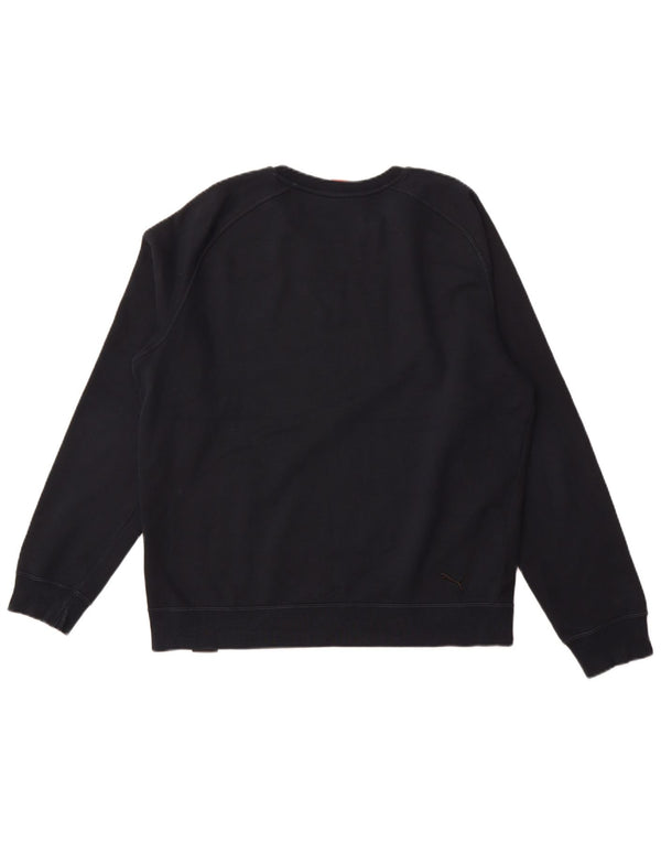 Мужской свитшот с рисунком PUMA, большой темно-синий хлопковый джемпер