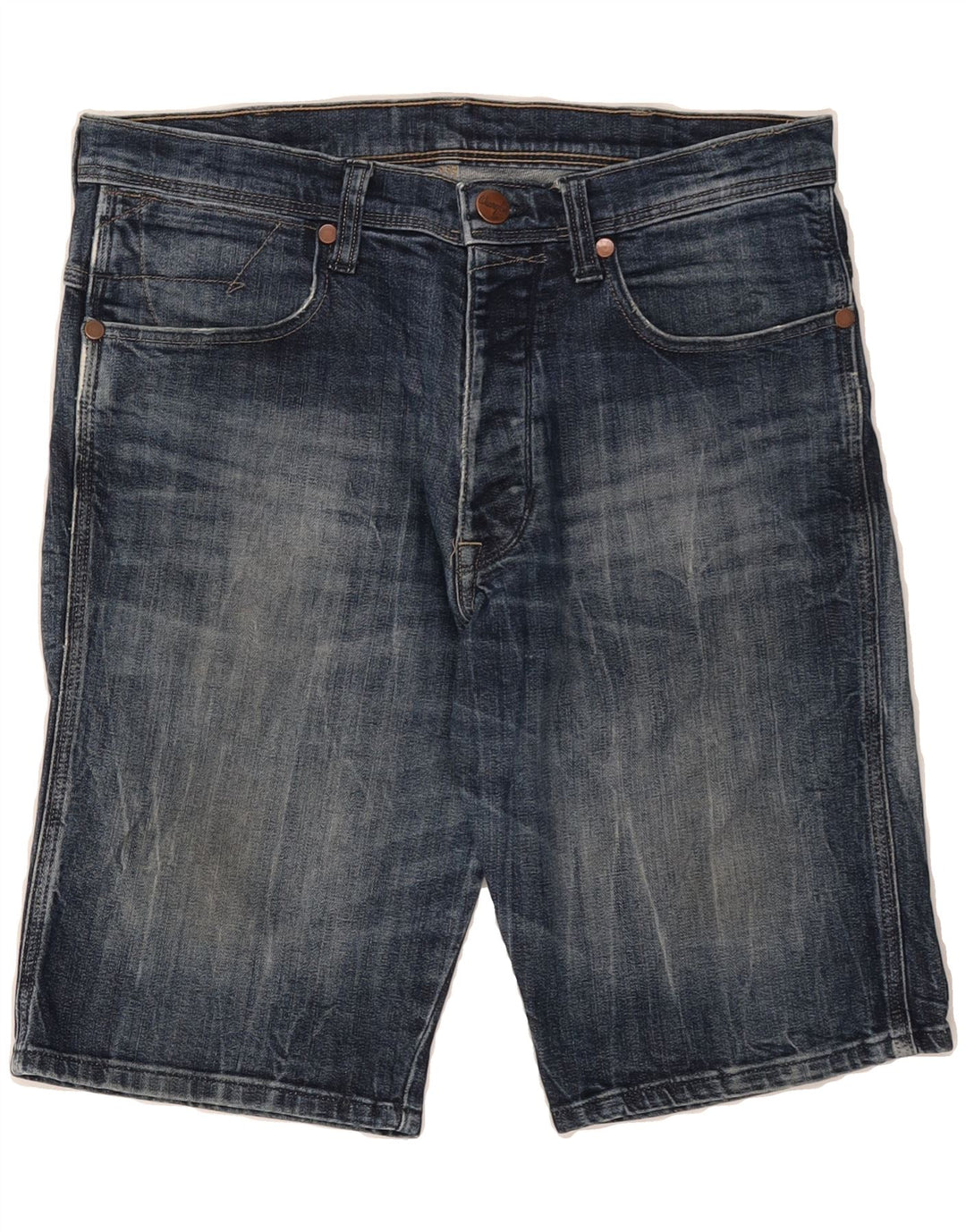 WRANGLER Mens Kurt Camo Denim Shorts W29 Small  Blue Cotton Vintage Wrangler and Second-Hand Wrangler from Messina Hembry 