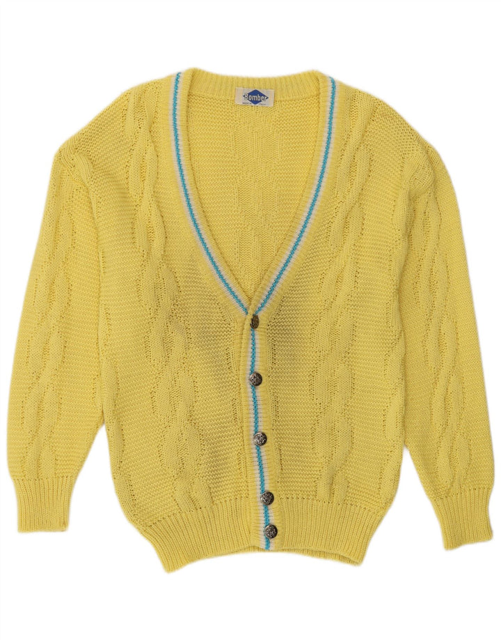 Винтажный мужской кардиган-свитер среднего желтого цвета