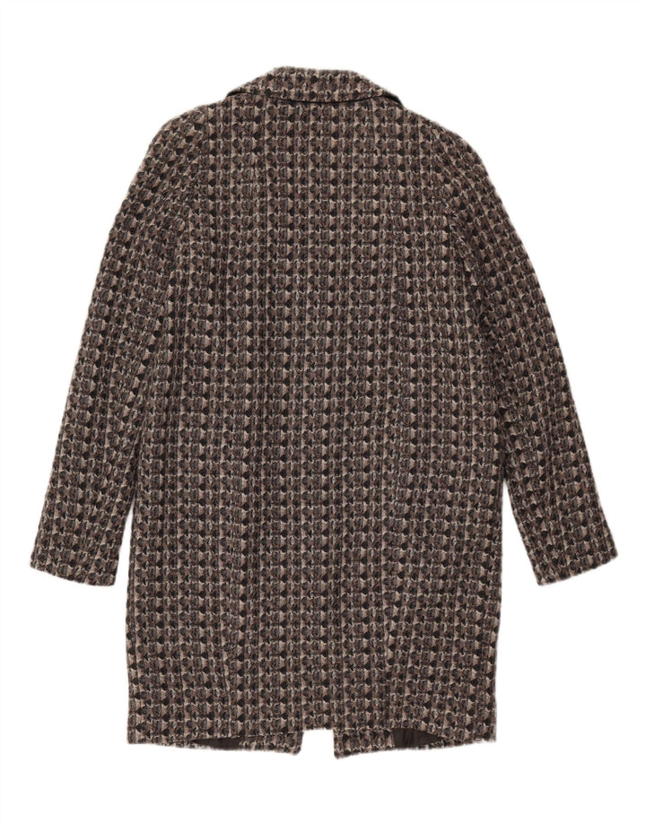 Женское пальто Benetton IT 42 Medium Grey Wool с геометрическим узором