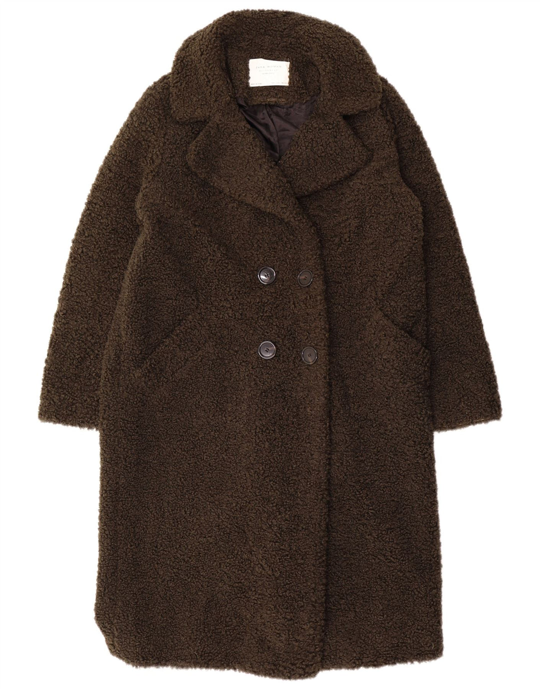 Женское пальто Teddy Bear Zara UK 16, большой цвет хаки