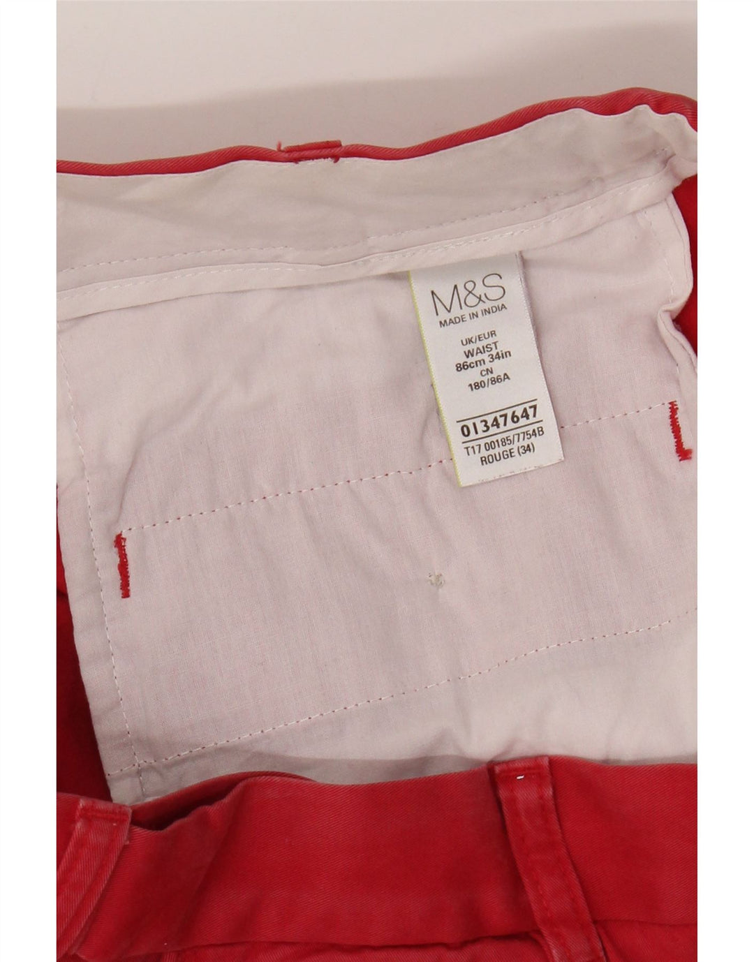 Мужские шорты-чиносы Marks & Spencer W34, большие красные, хлопковые