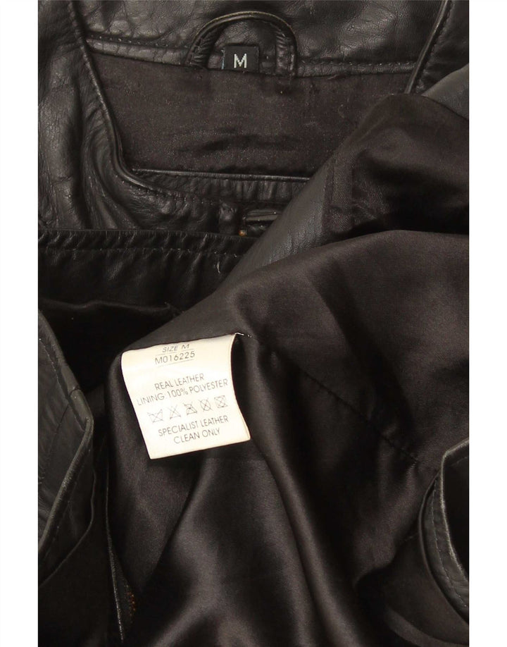 Мужская кожаная куртка Lee Cooper UK 38 средняя черная в полоску