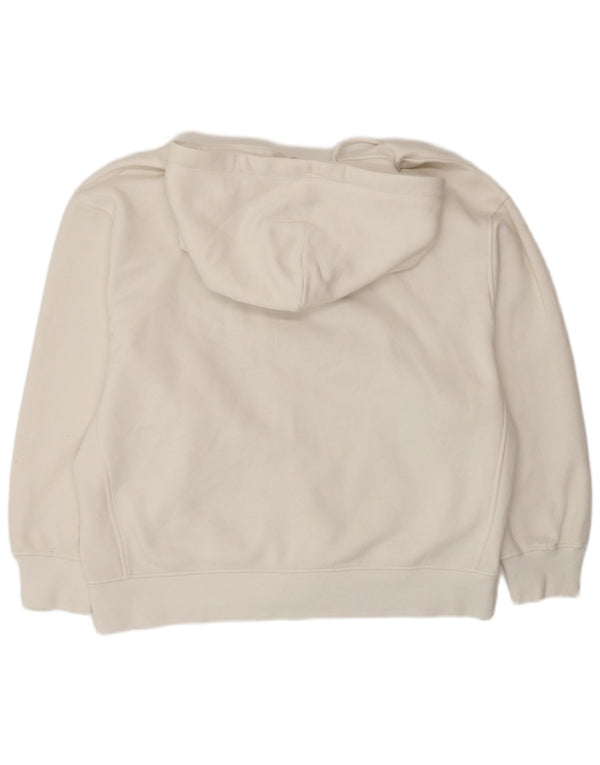 Zara Womens Graphic Oversized Zip Hoodie Sweater UK 16 Large White