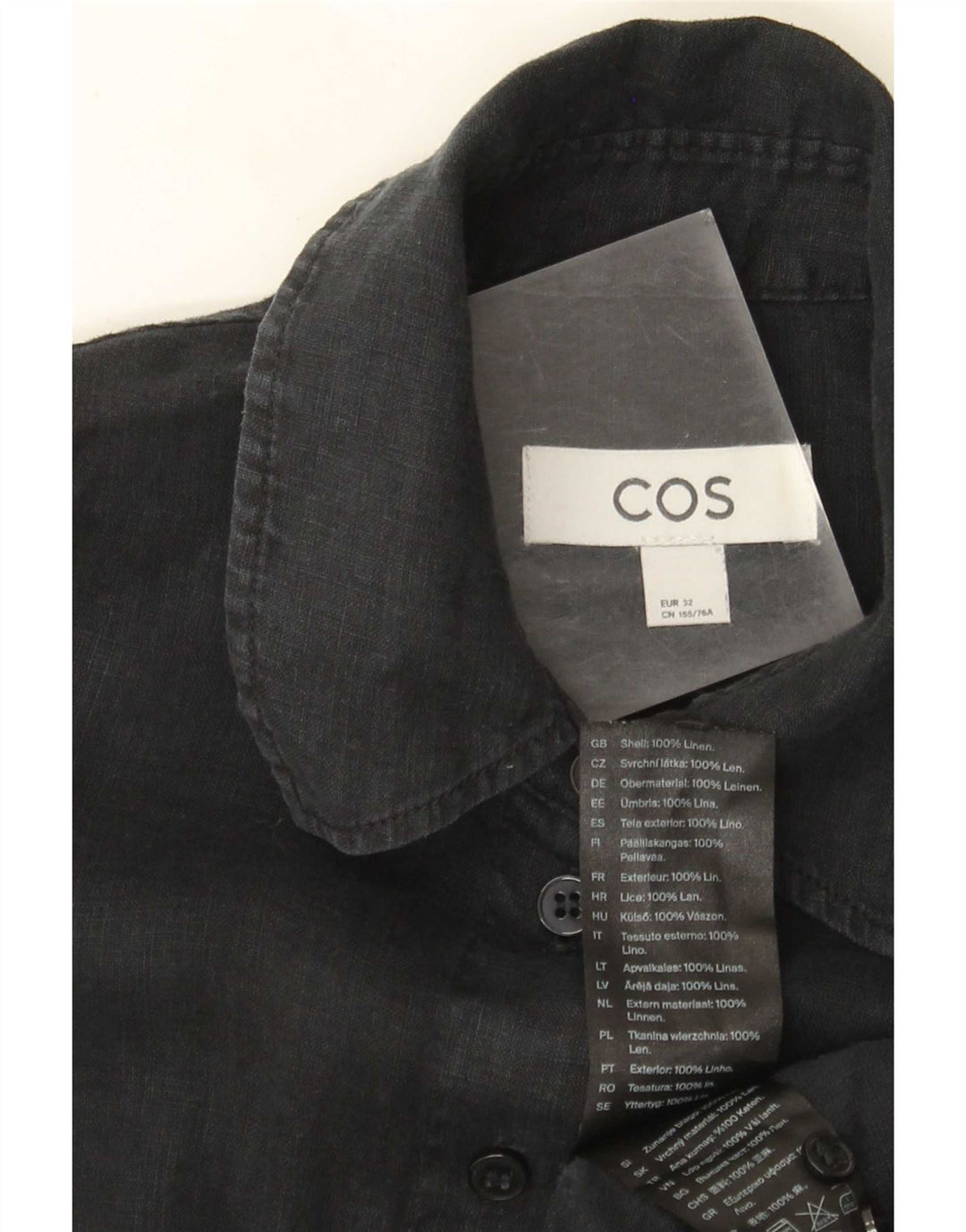 Женская рубашка оверсайз Cos EU 32 2XS, черный лен