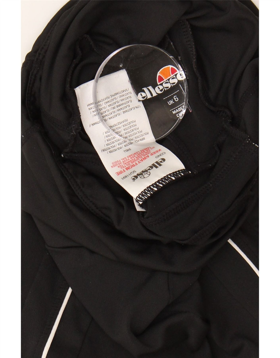 ELLESSE Womens Graphic Sport Shorts UK 6 XS Black Polyester Vintage Ellesse and Second-Hand Ellesse from Messina Hembry 