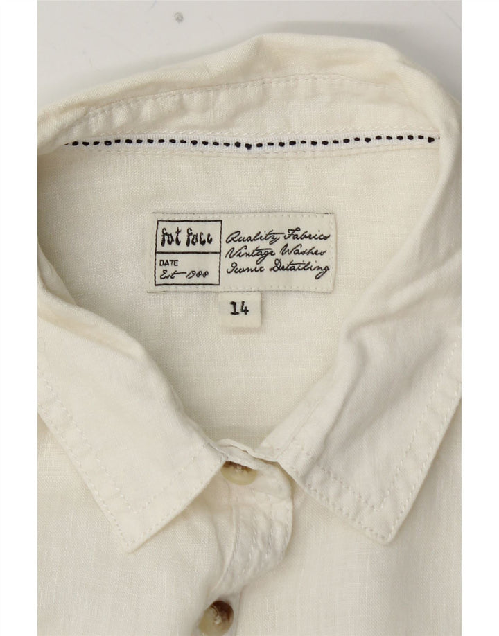 Женская рубашка FAT FACE UK 14, льняная, среднего размера, белого цвета