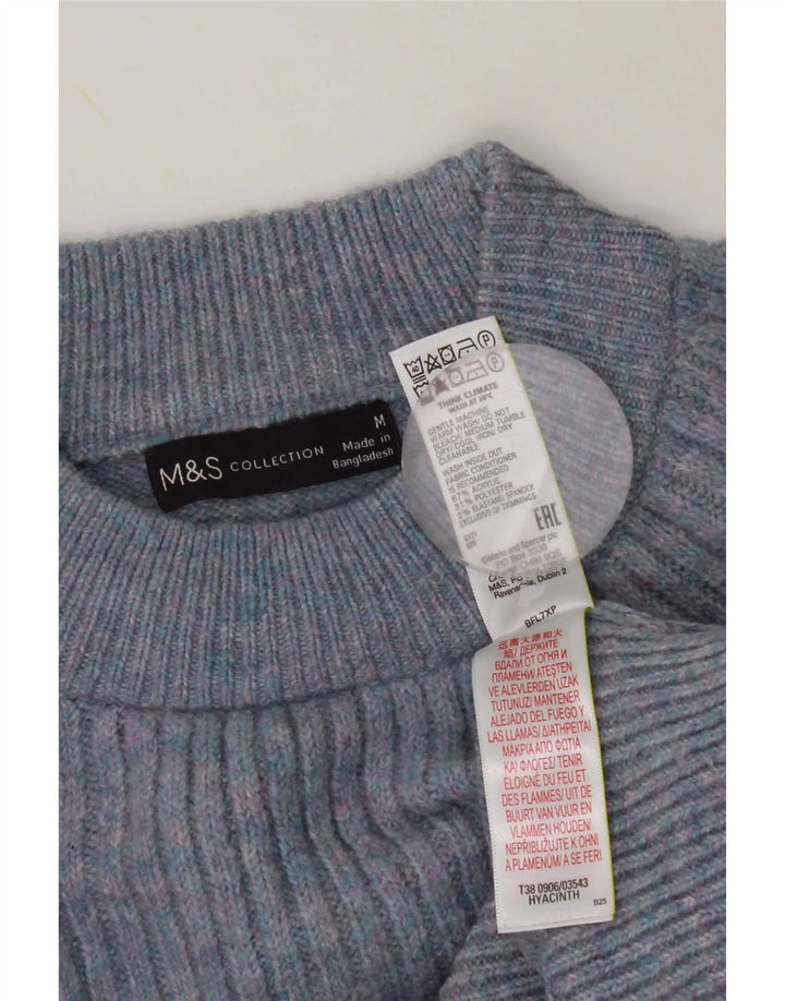 Женский джемпер с высоким воротником Marks & Spencer, Великобритания 14, средний синий в крапинку
