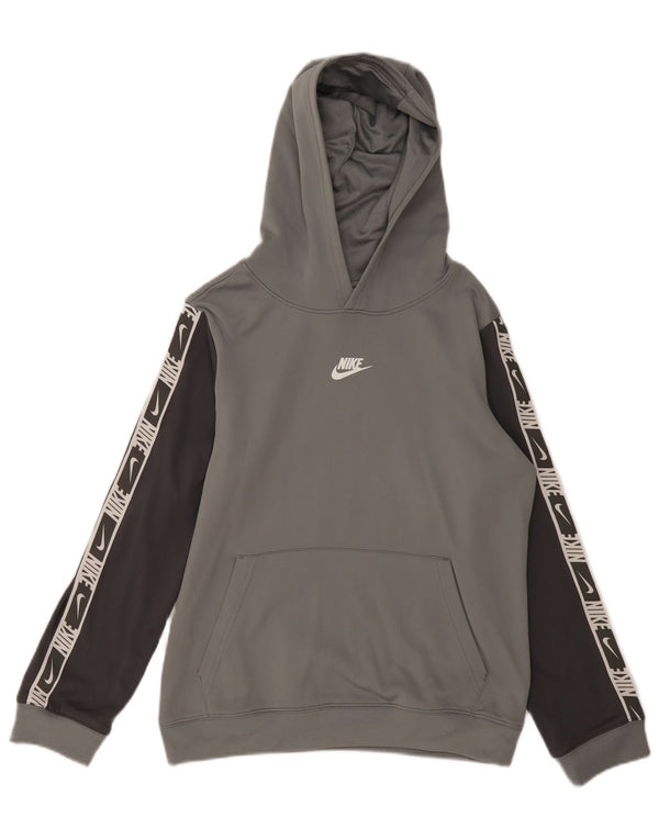 Джемпер с капюшоном NIKE для мальчиков Dri Fit с рисунком, 13–14 лет, серый с цветными блоками