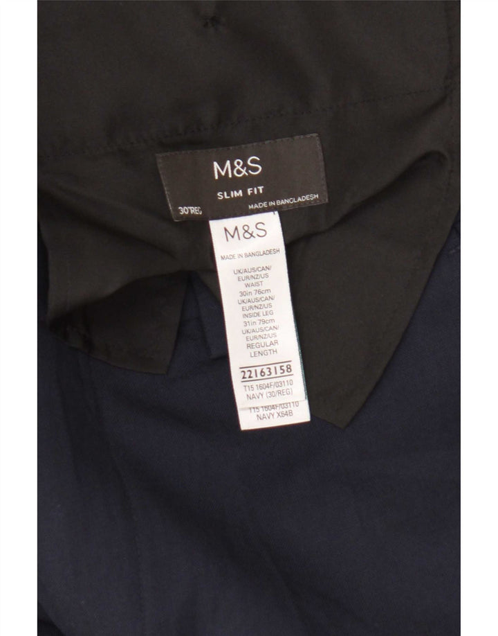 Мужские повседневные брюки приталенного кроя Marks & Spencer W30 L31 темно-синие из полиэстера