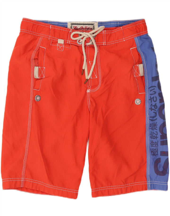 SUPERDRY Мужские шорты для плавания с рисунком, маленькие красные, полиэстер с цветными блоками